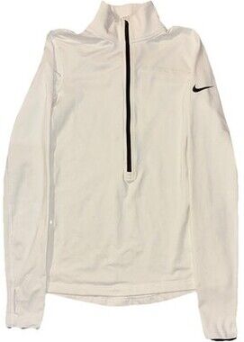 Nike Pro Dri-FIT Quarter Zip Women’s Small White Fitted Athletic Running Top